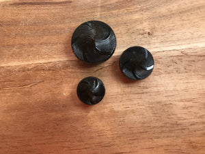 Black Pinwheel Glass Button