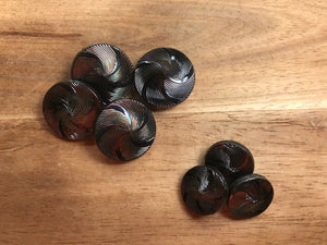 Black Iridescent Pinwheel Glass Buttons