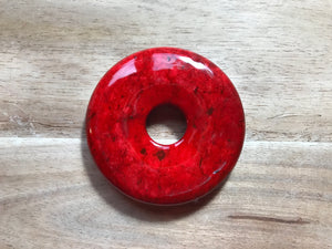 Red Rondelle 2 1/8" x 1/4" & 1/2" Hole   Button Price