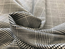 Load image into Gallery viewer, Black &amp; White Plaid Stretch Wool     1/4 meter price