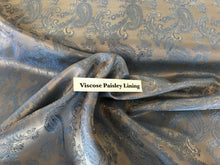 Load image into Gallery viewer, Silver / Shot Blue Viscose Paisley Lining           1/4 Metre Price
