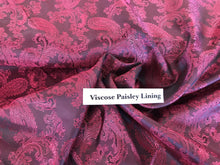 Load image into Gallery viewer, Red/Shot Black Viscose Paisley Lining             1/4 Metre Price