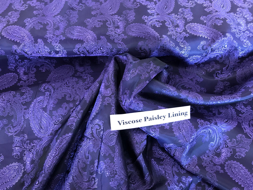 Purple Viscose Paisley Lining.    1/4 Metre Price