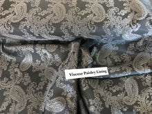 Load image into Gallery viewer, Silver/ Shot Pewter Viscose Paisley Lining        1/4 Metre Price