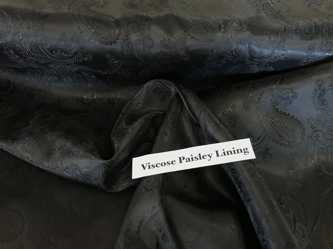 Black Viscose Paisley Lining      1/4 Metre Price