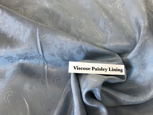 Baby Blue Viscose Paisley Lining.           1/4 Metre Price