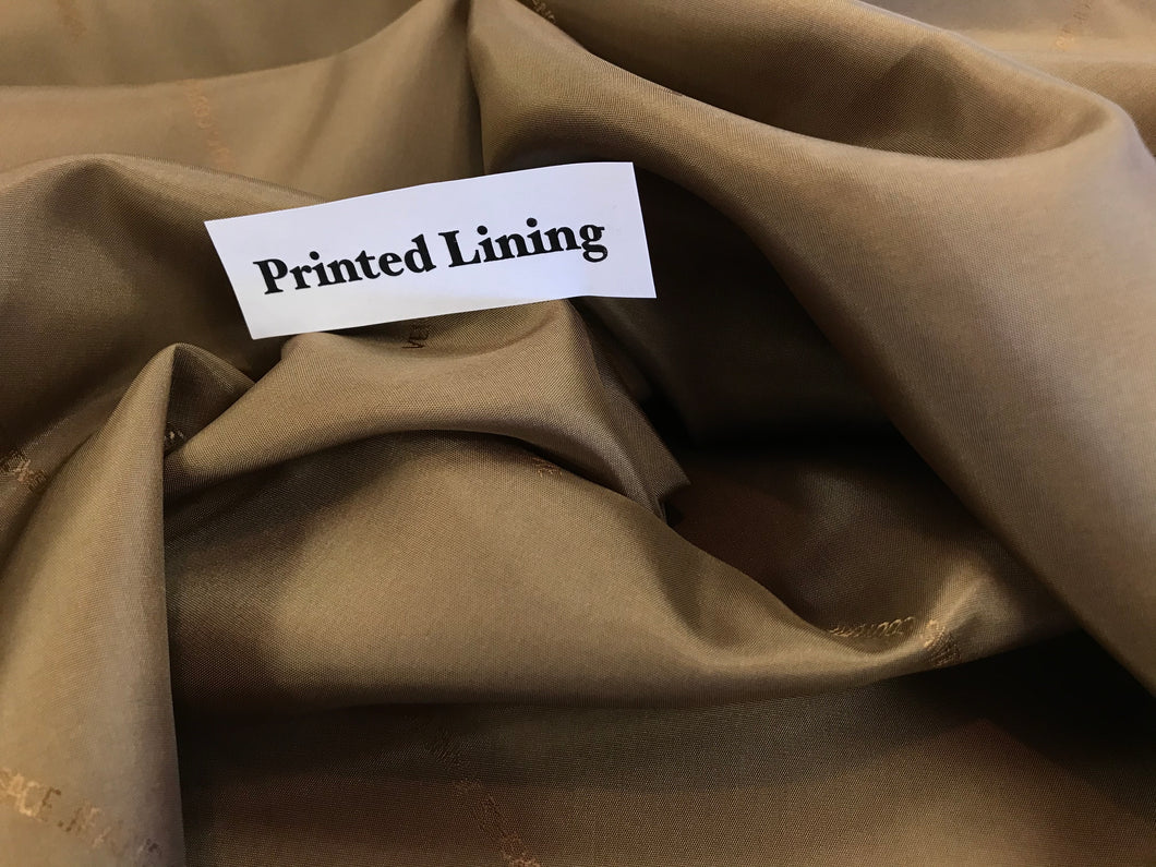 Khaki Brown Italian Designer 100% Viscose Lining     1/4 Meter Price