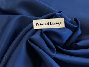 Blue Italian Designer 100% Viscose Lining     1/4 Meter Price