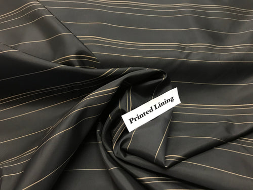 #1586 Brown & Tan Pinstripe 100% Viscose Lining Remnant