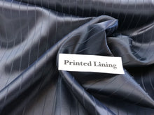 Load image into Gallery viewer, Navy Jacquard Pinstripe 100% Acetate Lining.     1/4 Meter Price