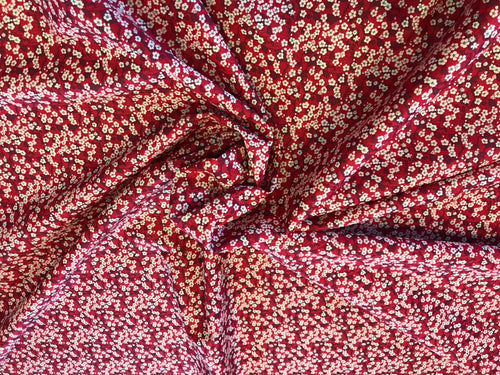 Liberty Tana Lawn Red Mitsi Valeria 100% Cotton.    1/4 Meter Price