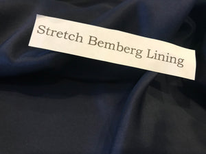 Navy Blue Stretch Bemberg Lining.     1/4 Meter Price