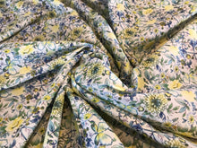 Load image into Gallery viewer, Yellow &amp; Blue Floral 100% Cotton Lawn Border Print      1/4 Meter Price