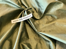 Load image into Gallery viewer, Sage Green Interfaced Dupioni 100%  Silk.    1/4 Metre Price