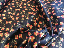 Load image into Gallery viewer, Pink Pansies on Navy Blue 100% Cotton Poplin.     1/4 Metre Price