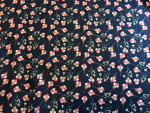Load image into Gallery viewer, Pink Pansies on Navy Blue 100% Cotton Poplin.     1/4 Metre Price