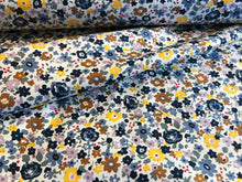 Load image into Gallery viewer, Blue &amp; Yellow Blossoms 100% Cotton Poplin     1/4 Metre Price