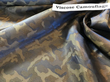 Load image into Gallery viewer, Camouflage Blue &amp; Green Viscose Lining.   1/4 Metre Price