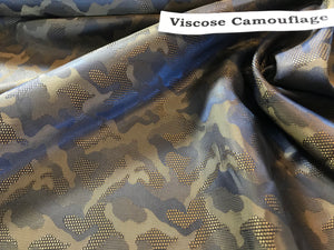 Camouflage Blue & Green Viscose Lining.   1/4 Metre Price