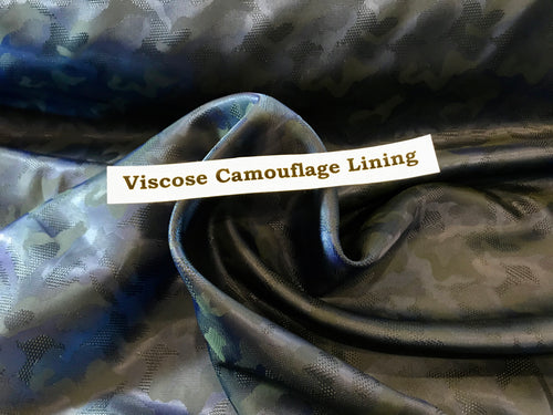 Camouflage Gold & Navy Viscose Lining      1/4 Metre Price