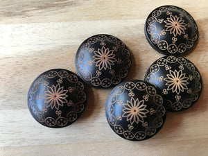 Wood Etched Floral Button    Price per Button