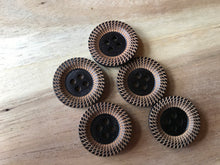 Load image into Gallery viewer, Brown Wood Etched Rim Button     Price per Button