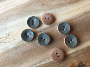 Grey/Green Painted Wood Button.  Price per Button