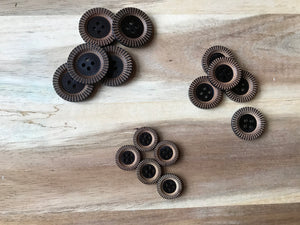 Brown Wood Etched Rim Button     Price per Button