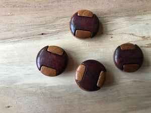 Brown & Burgundy Wood Button.   Price per Button