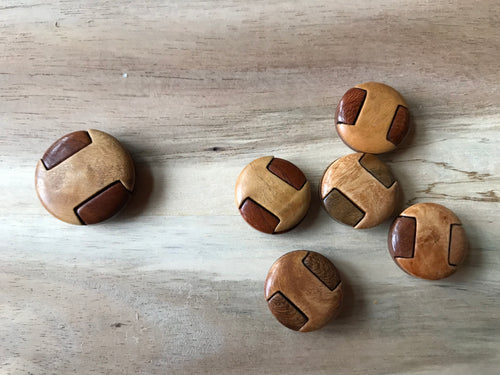 Tan & Brown Wood Button.   Price per Button