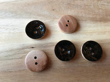 Load image into Gallery viewer, Black Painted Wood Button.    Price per Button