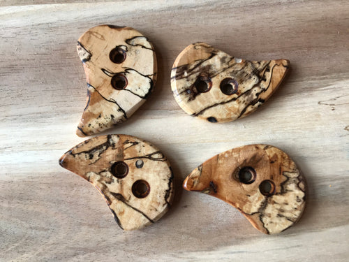 Spalted Maple Teardrop Button.    Price per Button