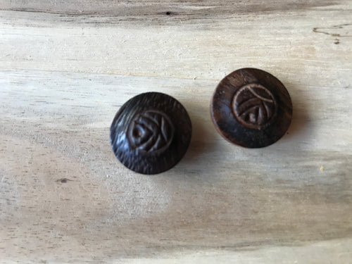 Rose Carved Wood Buttons.     Price per Button