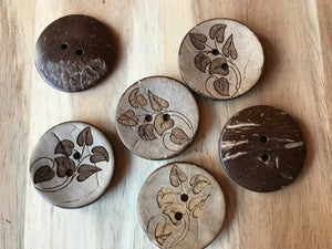 Carved Coconut Shell Button.   Price per Button