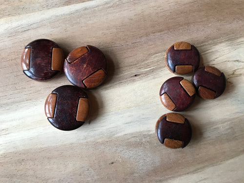 Brown & Burgundy Wood Button.   Price per Button