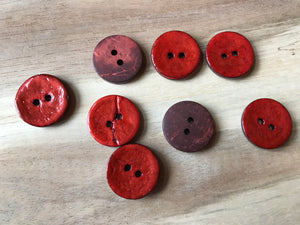 Red/Orange Coconut Shell Button.   Price per Button