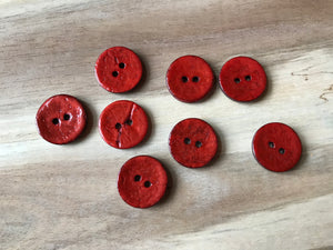 Red/Orange Coconut Shell Button.   Price per Button