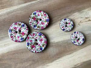 Tiny Flower Garden Coconut Button.   Price per Button