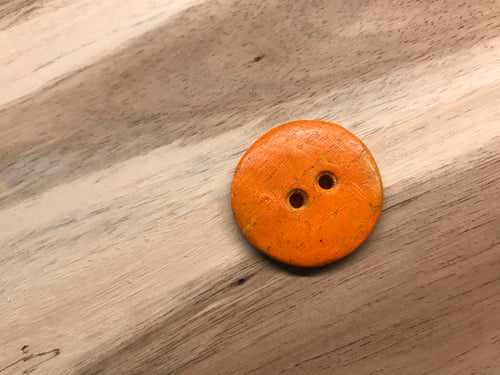 Orange Painted Wood Button.     Price per Button