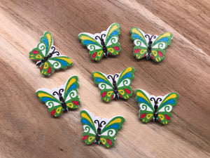 Lime Green Butterfly Wood Button.    Price per Button