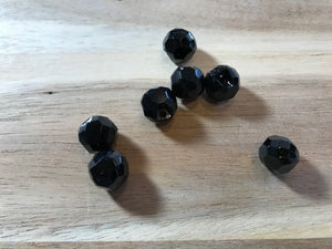 Black Bevelled Glass Button.   Price per Button