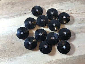 Black Plastic with Rhinestone      Price per Button
