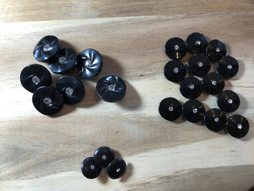 Black Plastic with Rhinestone      Price per Button