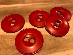 1 3/8" Red Square Hole Button.   Price per Button