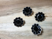 Load image into Gallery viewer, Black Onyx Floral Rhinestone Button.   Price per Button
