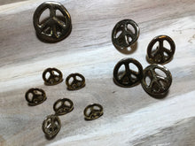 Load image into Gallery viewer, Antique Gold Peace Sign Button.   Price per Button