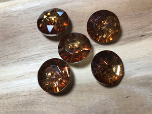 Brown/Gold Plastic Rhinestone 2 Hole Button.   Price per Button