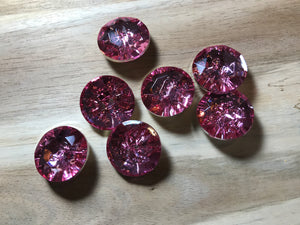 Pink Plastic Rhinestone 2 Hole Button.    Price Per Button