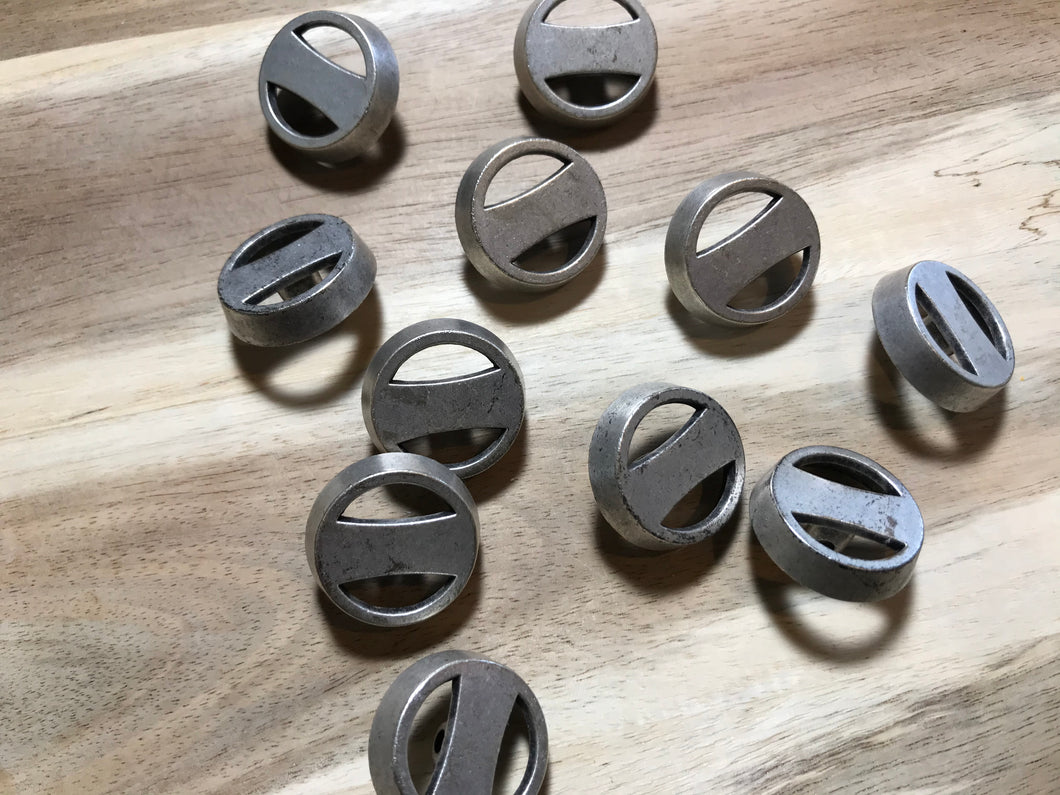 Brushed Silver Cutout Button.     Price per Button