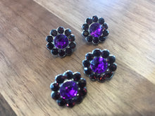 Load image into Gallery viewer, Purple Flower Rhinestone Shank Button.   Price per Button